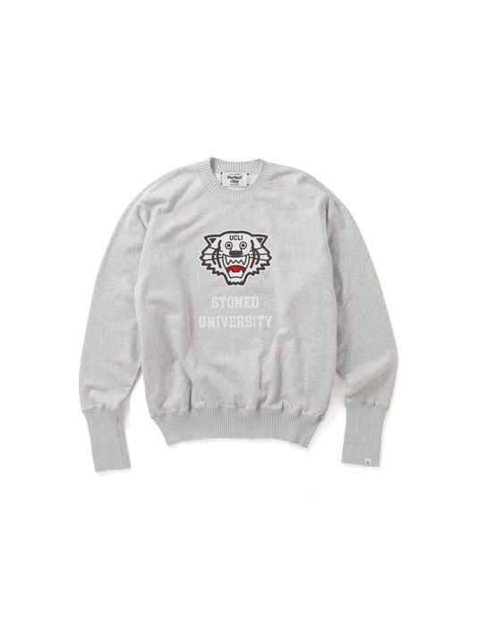 【Perfect ribs®︎×A LOVE MOVEMENT】"Stoned University" Basic Strange Sleeve Crew Neck Sweat Shirts / Heather Gray(ベーシック ストロングスリーブ クルーネックスウェットシャツ/ヘザーグレー)