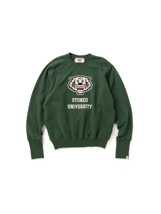 【Perfect ribs®︎×A LOVE MOVEMENT】"Stoned University" Basic Strange Sleeve Crew Neck Sweat Shirts / Olive Green(ベーシック ストロングスリーブ クルーネックスウェットシャツ/オリーブグリーン)