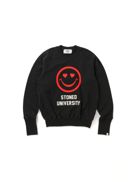 【Perfect ribs®︎×A LOVE MOVEMENT】"Big Smile" Basic Strange Sleeve Crew Neck Sweat Shirts / Black(ベーシック ストロングスリーブ クルーネックスウェットシャツ/ブラック)
