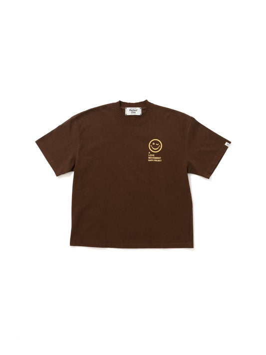 【Perfect ribs®︎×A LOVE MOVEMENT】"STONED UNIVERSITY" Basic Short Sleeve T Shirts / Brown(ベーシックショートスリーブティーシャツ/ブラウン)