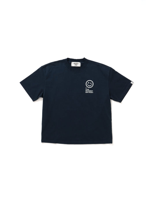 【Perfect ribs®︎×A LOVE MOVEMENT】"STONED UNIVERSITY" Basic Short Sleeve T Shirts / Navy(ベーシックショートスリーブティーシャツ/ネイビー)