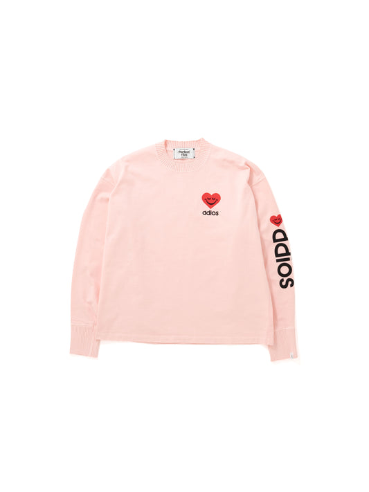 【Perfect ribs®︎×A LOVE MOVEMENT】"Heart adios" Basic Long Sleeve T shirts / Pink(ベーシックロングスリーブティーシャツ/ピンク)