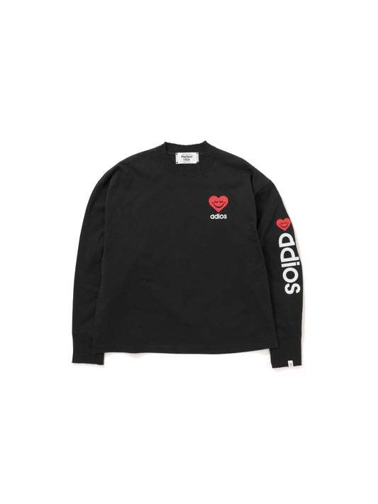 【Perfect ribs®︎×A LOVE MOVEMENT】"Heart adios" Basic Long Sleeve T shirts / Black(ベーシックロングスリーブティーシャツ/ブラック)