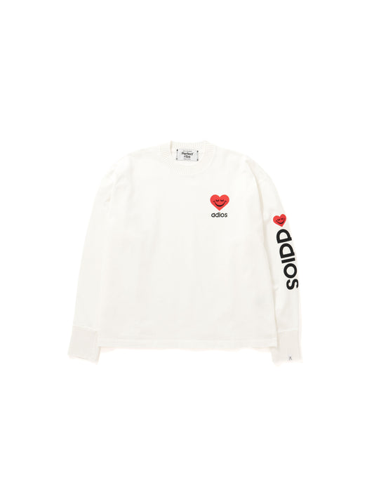 【Perfect ribs®︎×A LOVE MOVEMENT】"Heart adios" Basic Long Sleeve T shirts / White(ベーシックロングスリーブティーシャツ/ホワイト)