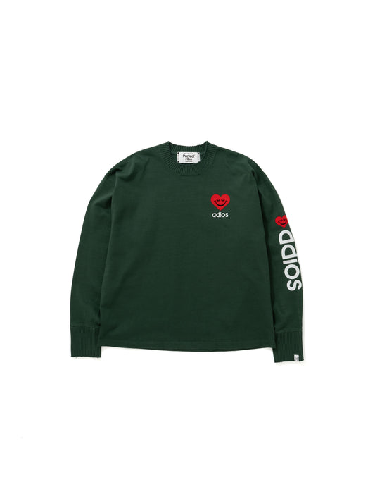 【Perfect ribs®︎×A LOVE MOVEMENT】"Heart adios" Basic Long Sleeve T shirts / Olive Green(ベーシックロングスリーブティーシャツ/オリーブグリーン)