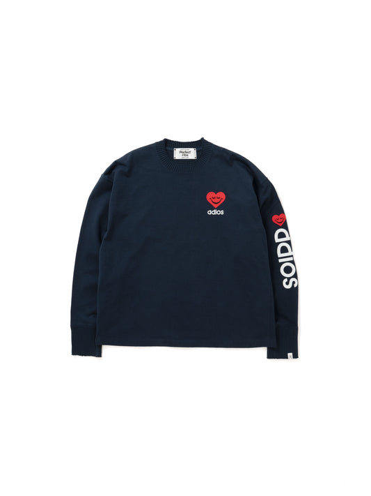 【Perfect ribs®︎×A LOVE MOVEMENT】"Heart adios" Basic Long Sleeve T shirts / Navy(ベーシックロングスリーブティーシャツ/ネイビー)
