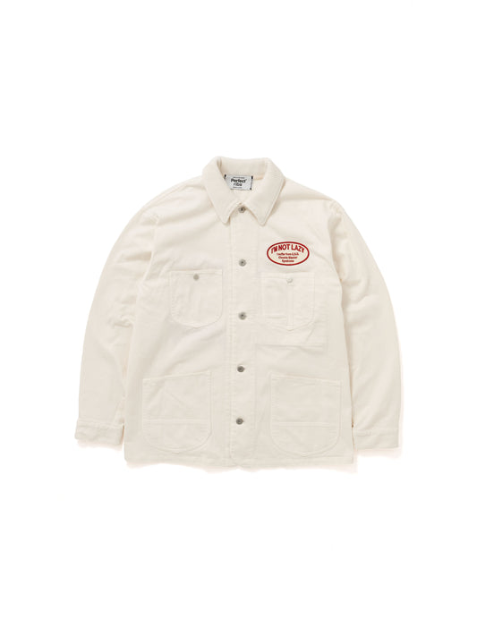 【Perfect ribs®︎×A LOVE MOVEMENT】"I'M NOT LAZY" Basic New Chore Coat / Ivory(ベーシック ニューチョアコート/アイボリー)