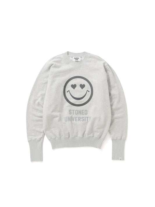 【Perfect ribs®︎×A LOVE MOVEMENT】"Big Smile" Basic Strange Sleeve Crew Neck Sweat Shirts / Heather Gray(ベーシック ストロングスリーブ クルーネックスウェットシャツ/ヘザーグレー)
