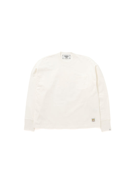 【Perfect ribs®︎ × HAROSHI】"SKULL SKULL SKULL" Basic Long Sleeve Pocket T shirts / White(ベーシックロングスリーブポケットティーシャツ/ホワイト)