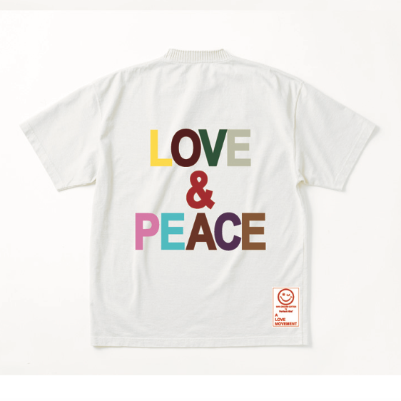 【Perfect ribs×A LOVE MOVEMENT】"LOVE&PEACE" Basic Short Sleeve T Shirt / White (ベーシック ショートスリーブ ティーシャツ/ホワイト)