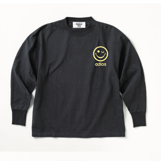 【Perfect ribs×A LOVE MOVEMENT】"SMILE DON’ T WORRY" Basic Long Sleeve T Shirt / Vintage Black×Lemon Yellow (ベーシック ロングスリーブ ティーシャツ/ヴィンテージブラック×レモンイエロー)