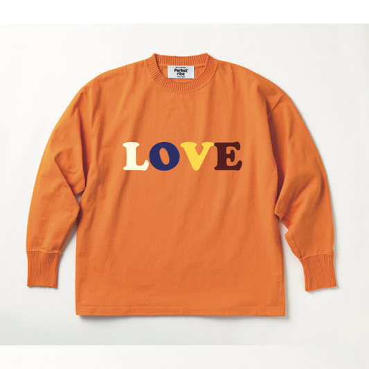 【Perfect ribs×A LOVE MOVEMENT】"LOVE" Basic Long Sleeve T Shirt / Orange(ベーシック ロングスリーブ ティーシャツ/オレンジ)