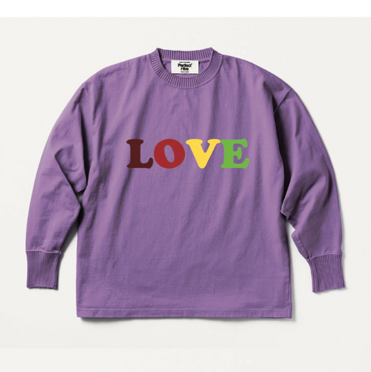 【Perfect ribs×A LOVE MOVEMENT】"LOVE" Basic Long Sleeve T Shirt / Purple (ベーシック ロングスリーブ ティーシャツ/パープル)