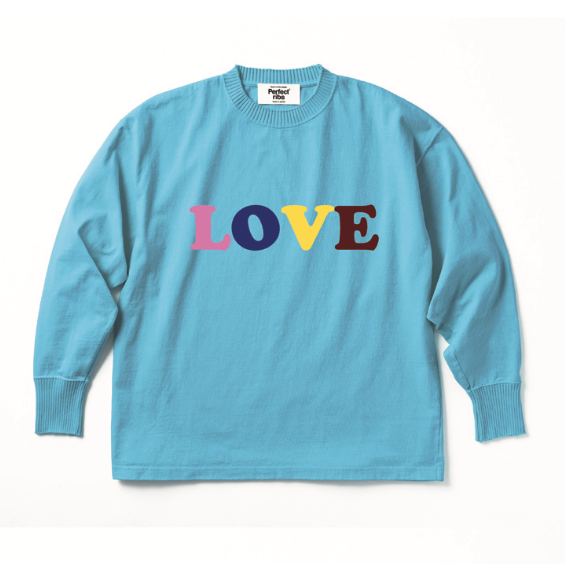 【Perfect ribs×A LOVE MOVEMENT】"LOVE" Basic Long Sleeve T Shirt / SAX (ベーシック ロングスリーブ ティーシャツ/サックス)