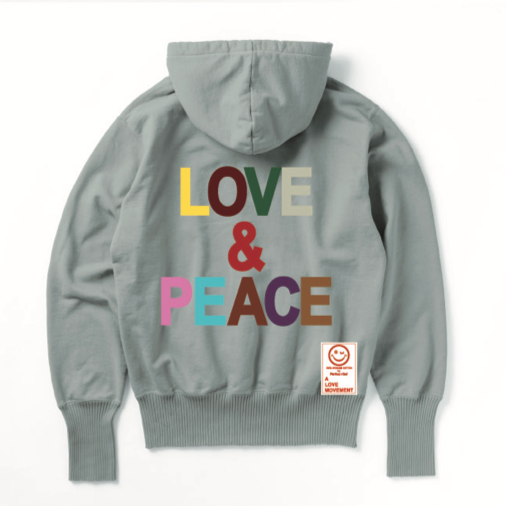 【Perfect ribs×A LOVE MOVEMENT】"LOVE&PEACE" Basic Hoodie / Gray(ベーシック フーディー/グレー)