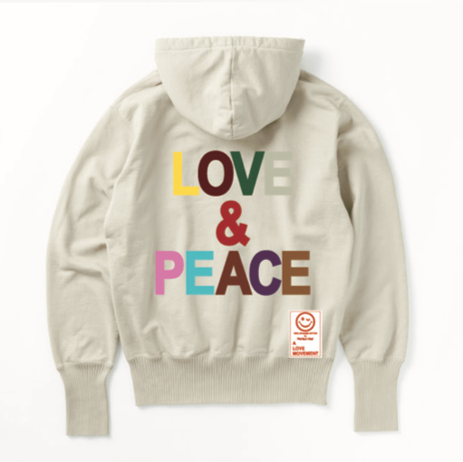 【Perfect ribs×A LOVE MOVEMENT】"LOVE&PEACE" Basic Hoodie / Oatmeal (ベーシック フーディー/オートミール)